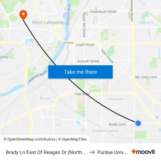Brady Ln East Of Reagan Dr (North):  Bus713 to Purdue University map