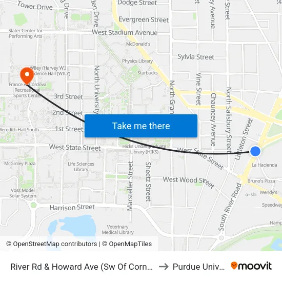 River Rd & Howard Ave (Sw Of Corner): Bus580 to Purdue University map