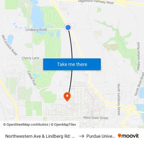 Northwestern Ave & Lindberg Rd: Bus375w to Purdue University map