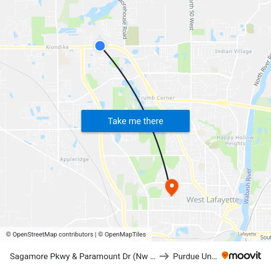 Sagamore Pkwy & Paramount Dr (Nw Corner): Bus180nw to Purdue University map