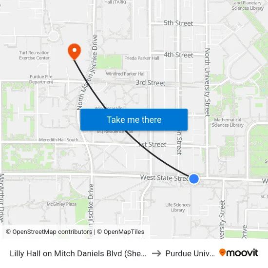 Lilly Hall on Mitch Daniels Blvd (Shelter): Bus345 to Purdue University map