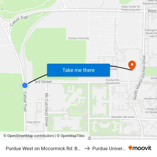 Purdue West on Mccormick Rd: Bus504 to Purdue University map