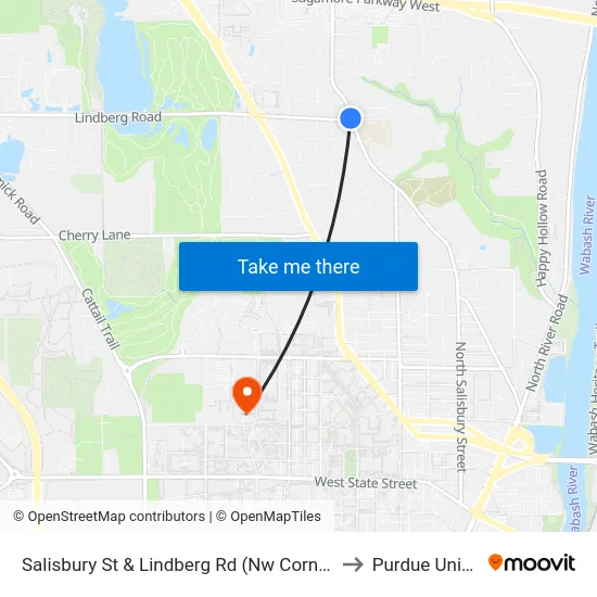 Salisbury St & Lindberg Rd (Nw Corner): Bus365nw to Purdue University map