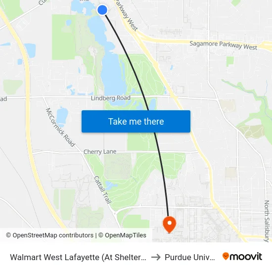 Walmart West Lafayette (At Shelter): Bus403 to Purdue University map