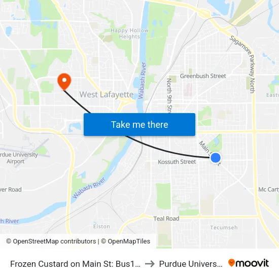 Frozen Custard on Main St: Bus191 to Purdue University map