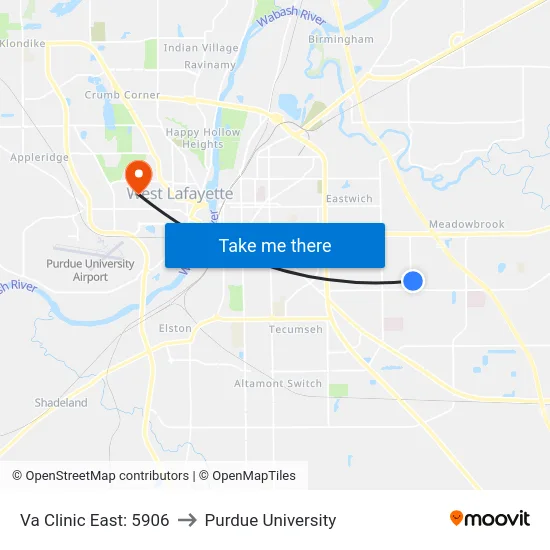 Va Clinic East: 5906 to Purdue University map