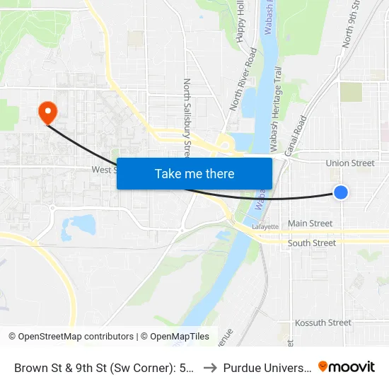Brown St & 9th St (Sw Corner): 5940 to Purdue University map