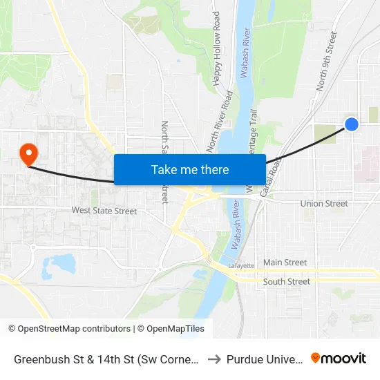 Greenbush St & 14th St (Sw Corner): 5941 to Purdue University map