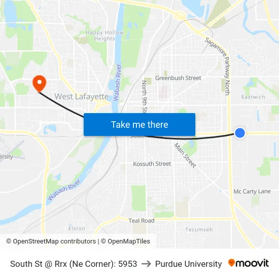 South St @ Rrx (Ne Corner): 5953 to Purdue University map