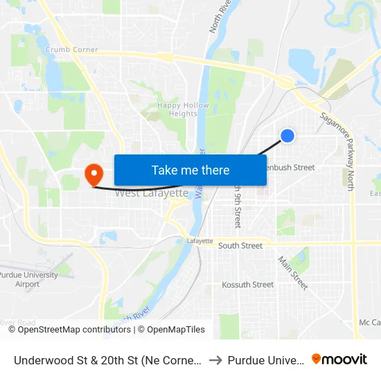 Underwood St & 20th St (Ne Corner): 5981 to Purdue University map