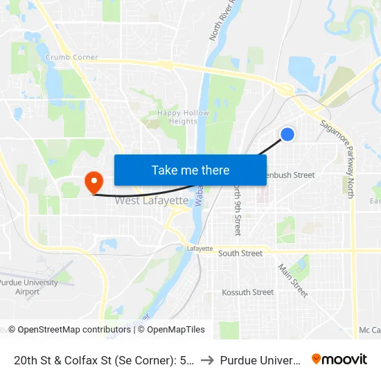 20th St & Colfax St (Se Corner): 5982 to Purdue University map
