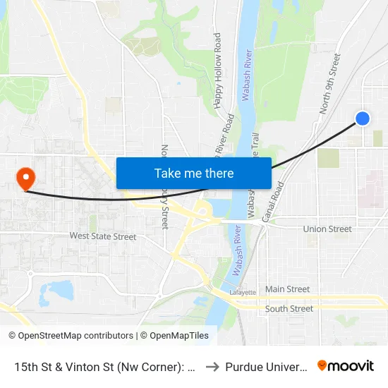 15th St & Vinton St (Nw Corner): 5985 to Purdue University map