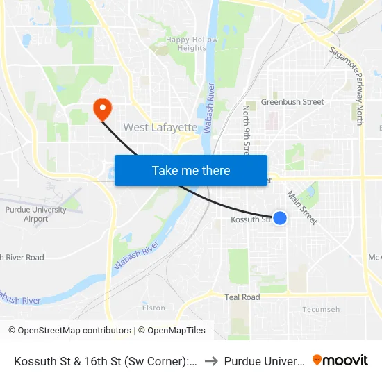 Kossuth St & 16th St (Sw Corner): 5990 to Purdue University map