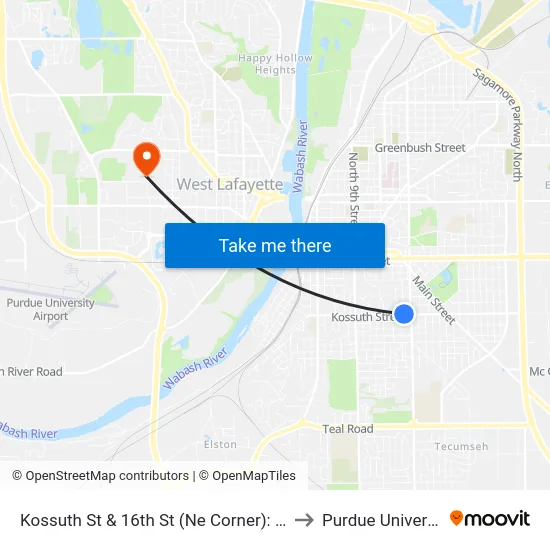 Kossuth St & 16th St (Ne Corner): 5991 to Purdue University map