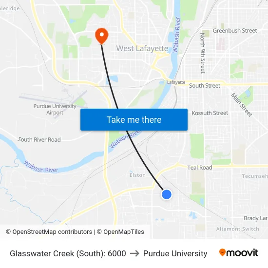 Glasswater Creek (South): 6000 to Purdue University map