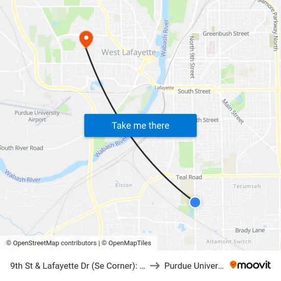 9th St & Lafayette Dr (Se Corner): 6004 to Purdue University map
