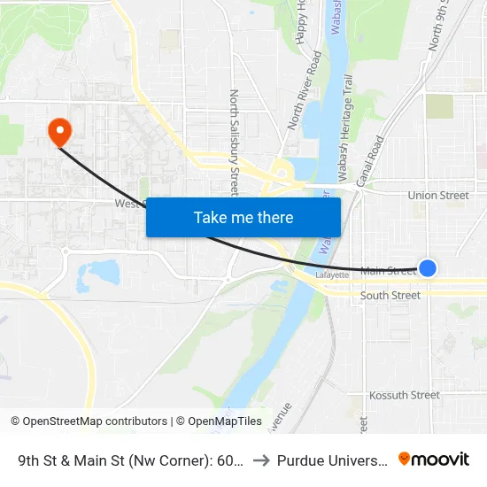 9th St & Main St (Nw Corner): 6022 to Purdue University map