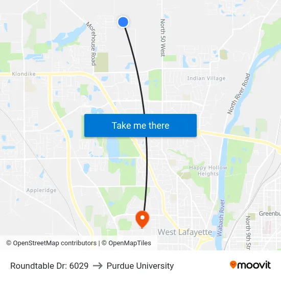 Roundtable Dr: 6029 to Purdue University map