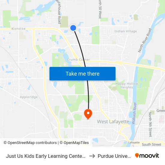 Just Us Kids Early Learning Center: 6032 to Purdue University map