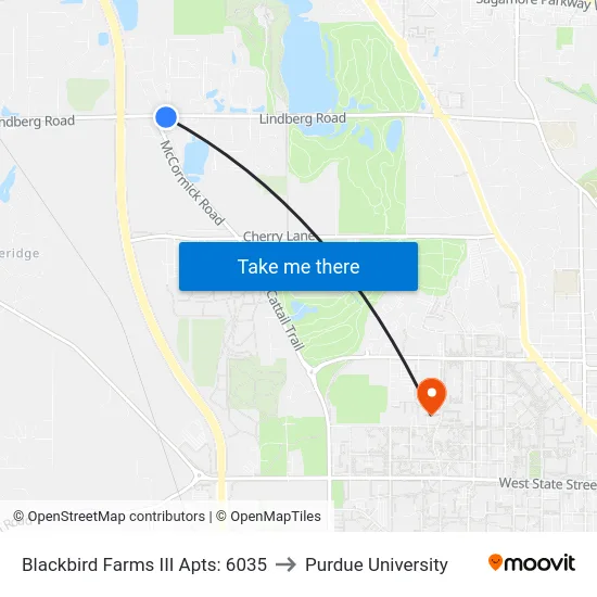 Blackbird Farms III Apts: 6035 to Purdue University map