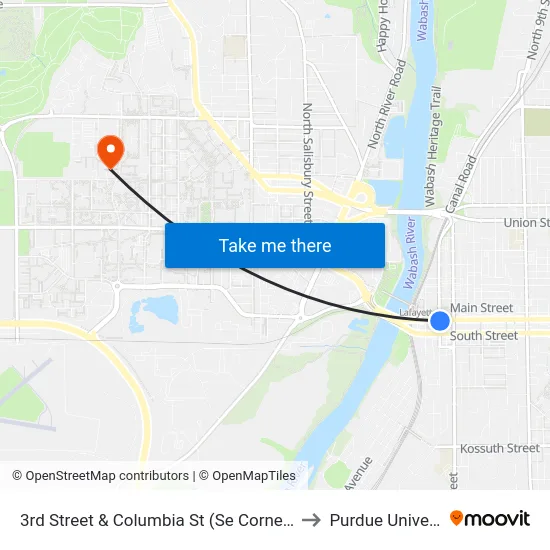 3rd Street & Columbia St (Se Corner): 6038 to Purdue University map