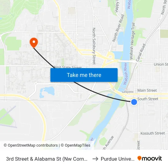 3rd Street & Alabama St (Nw Corner): 6039 to Purdue University map