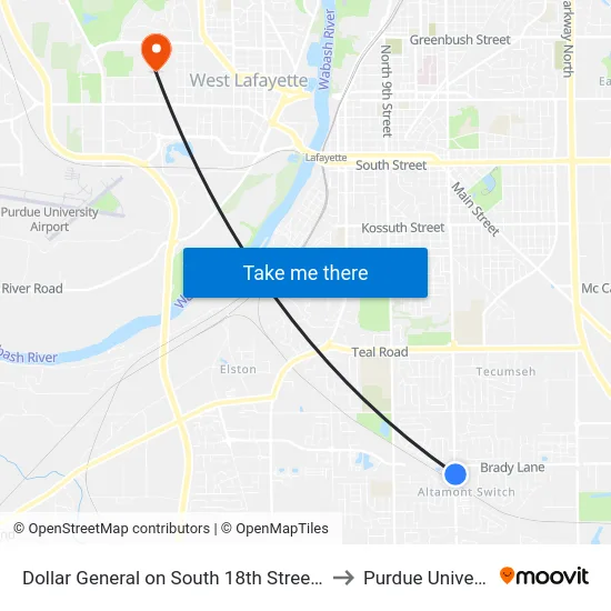 Dollar General on South 18th Street: 6046 to Purdue University map