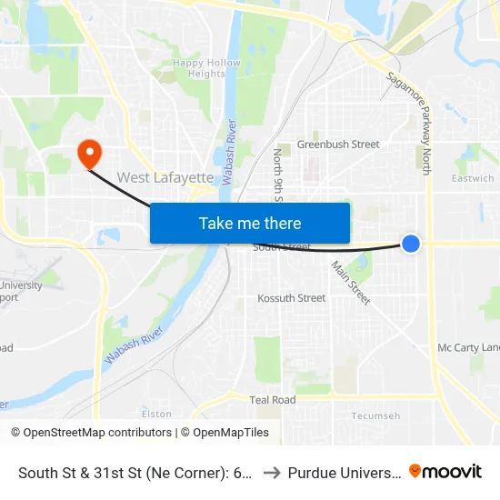 South St & 31st St (Ne Corner): 6048 to Purdue University map