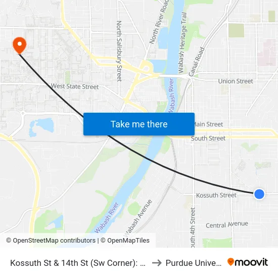 Kossuth St & 14th St (Sw Corner): Bus108 to Purdue University map
