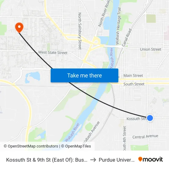 Kossuth St & 9th St (East Of): Bus253e to Purdue University map