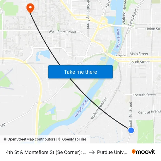 4th St & Montefiore St (Se Corner): Bus264e to Purdue University map