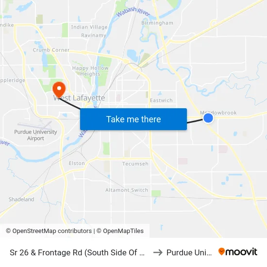 Sr 26 & Frontage Rd (South Side Of Sr26): Bus277s to Purdue University map