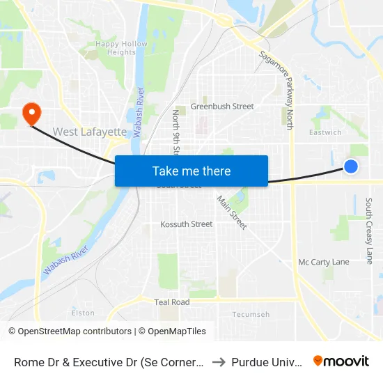 Rome Dr & Executive Dr (Se Corner): Bus760 to Purdue University map