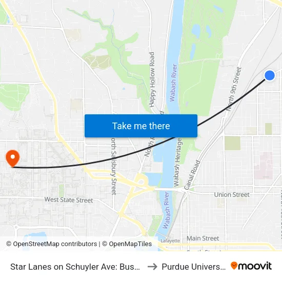 Star Lanes on Schuyler Ave: Bus859 to Purdue University map