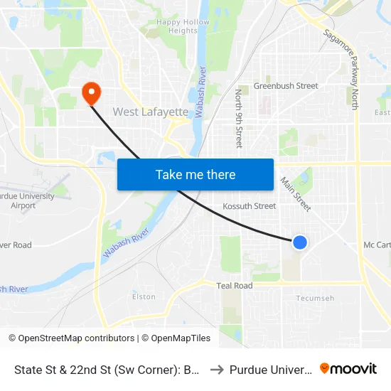 State St & 22nd St (Sw Corner): Bus727 to Purdue University map