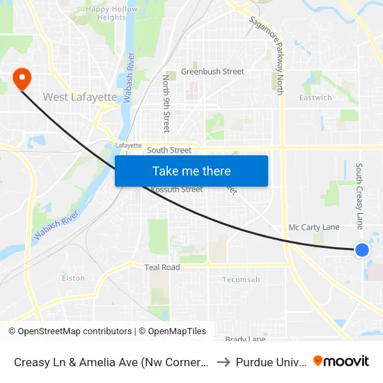 Creasy Ln & Amelia Ave (Nw Corner): Bus769nw to Purdue University map