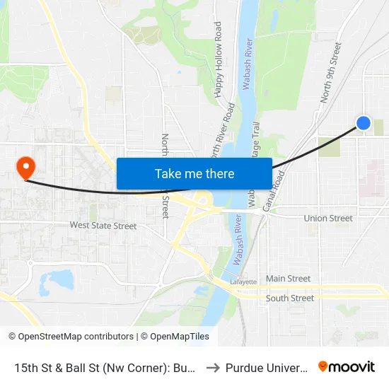15th St & Ball St (Nw Corner): Bus862 to Purdue University map