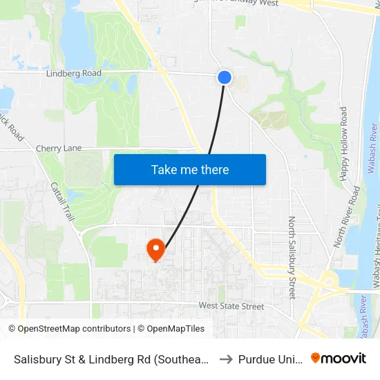 Salisbury St & Lindberg Rd (Southeast Of):Bus365se to Purdue University map