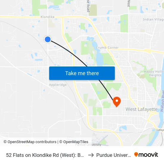 52 Flats on Klondike Rd (West): Bus463 to Purdue University map