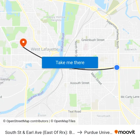 South St & Earl Ave (East Of Rrx): Bus696ne to Purdue University map