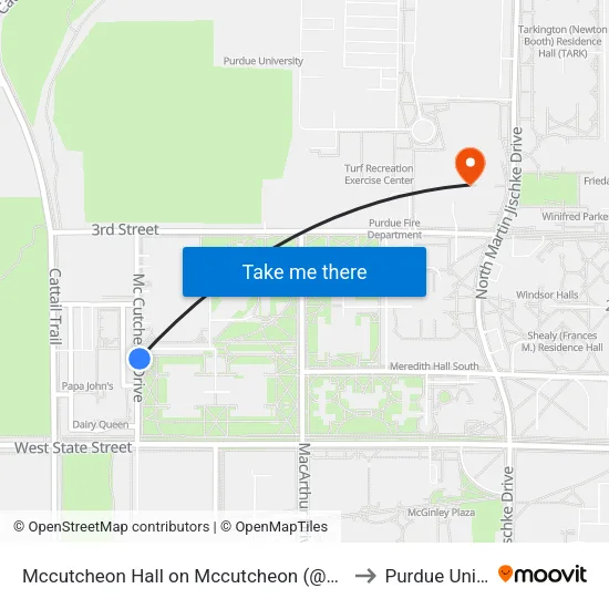 Mccutcheon Hall on Mccutcheon (@Shelter): Bus491e to Purdue University map