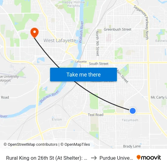 Rural King on 26th St (At Shelter): Bus311 to Purdue University map