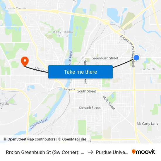 Rrx on Greenbush St (Sw Corner): Bus753 to Purdue University map