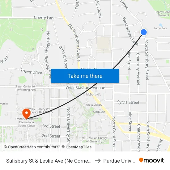 Salisbury St & Leslie Ave (Ne Corner): Bus493 to Purdue University map