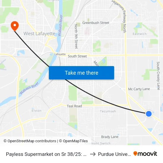 Payless Supermarket on Sr 38/25: Bus437e to Purdue University map