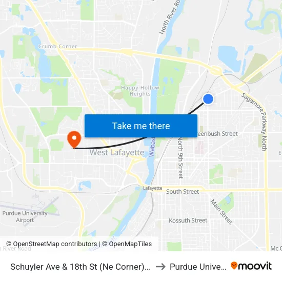 Schuyler Ave & 18th St (Ne Corner): Bus858 to Purdue University map