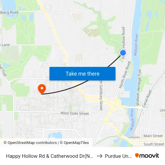 Happy Hollow Rd & Catherwood Dr(Ne Corner):Bus600n to Purdue University map