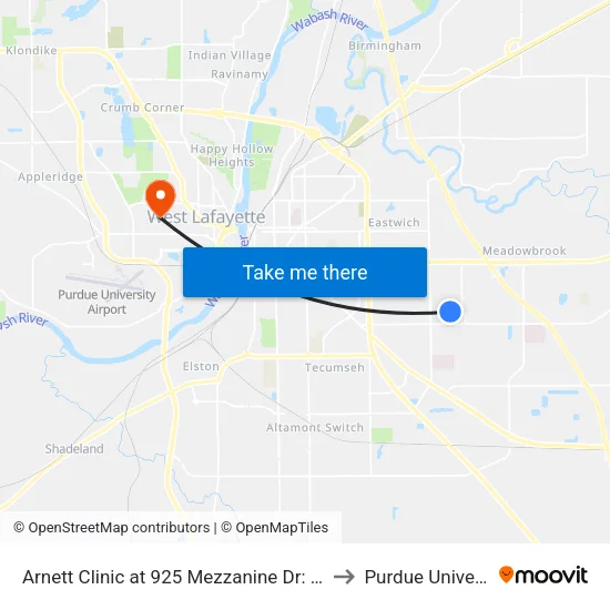Arnett Clinic at 925 Mezzanine Dr: Bus601 to Purdue University map