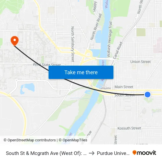 South St & Mcgrath Ave (West Of): Bus661 to Purdue University map