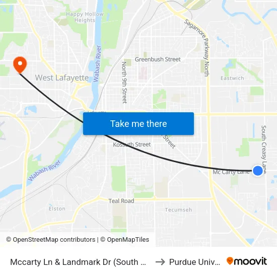 Mccarty Ln & Landmark Dr (South Of): Bus995 to Purdue University map